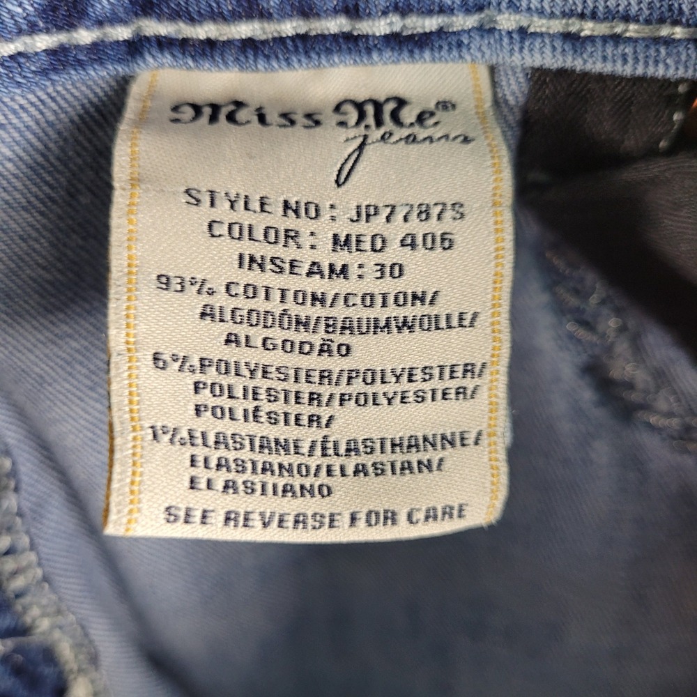 Miss Me Jeans Women's Size 31x30 Blue Skinny Embellished Aztec Flap Pockets - Picture 8 of 16